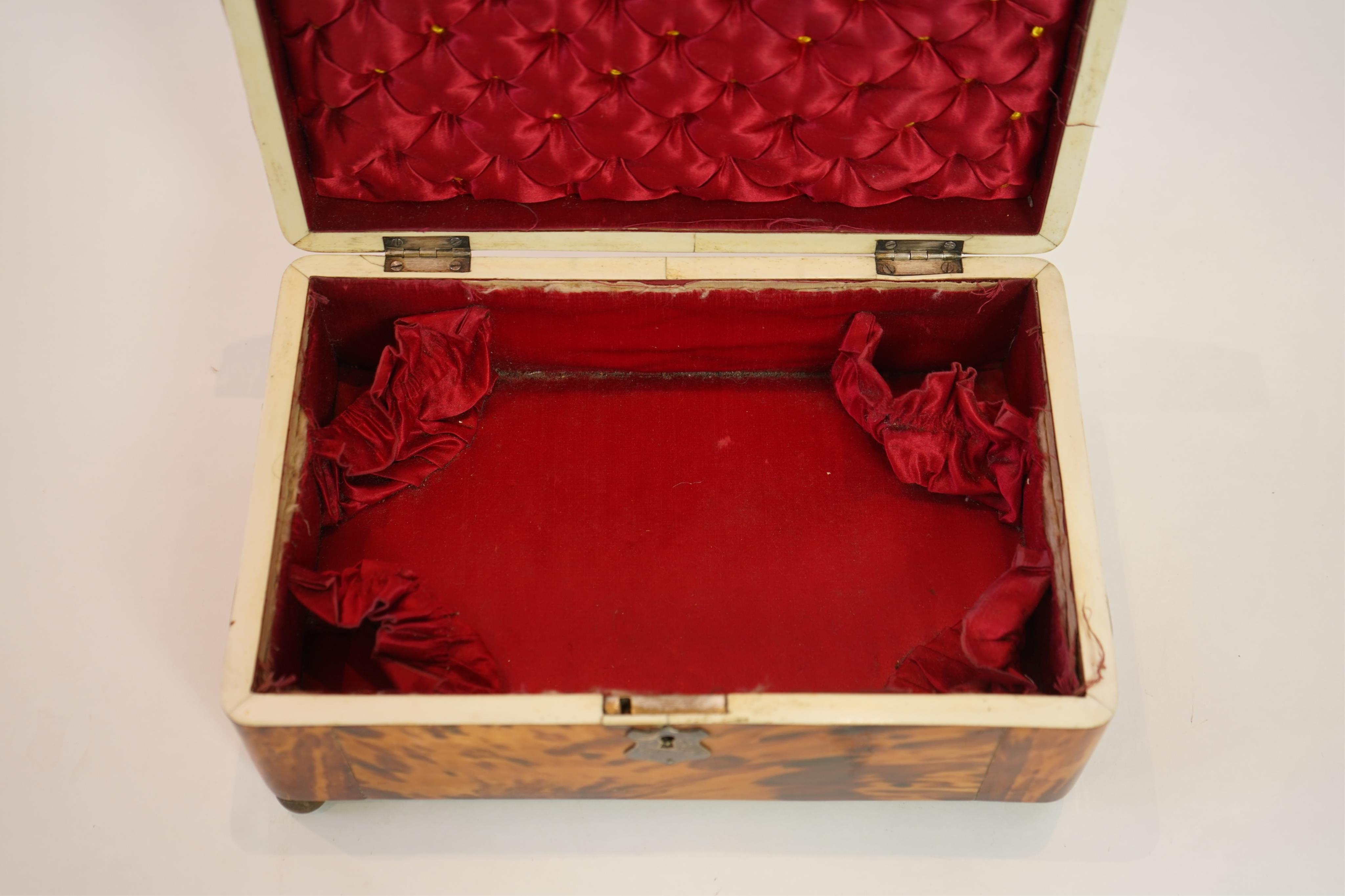 An early 19th century blonde tortoiseshell work box